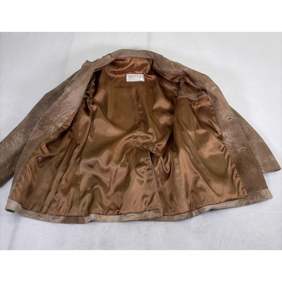 Vintage Montevideo Leather Factory Uruguay Brown Suede Blazer Jacket Mens - Picture 15 of 15